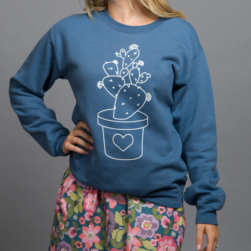 Cactus Love Crewneck Sweatshirt - Indigo, , Mallory