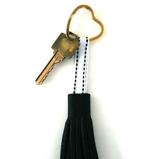 Black Leather Tassel Keychain, Physical, Mallory