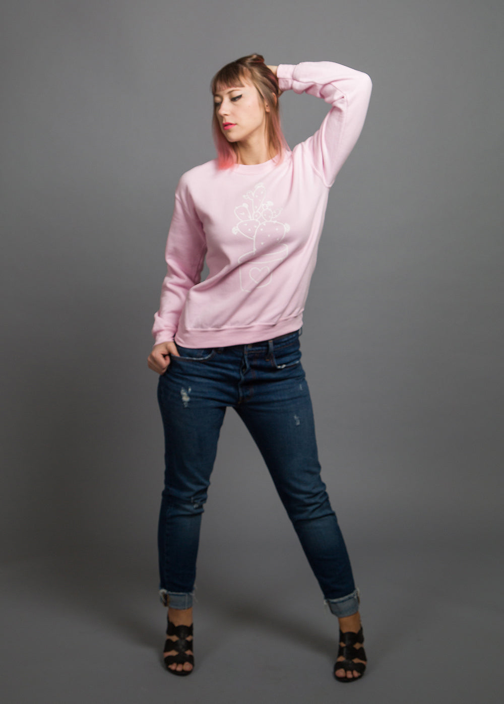 Cactus Love Crewneck Sweatshirt - Pink, , Mallory